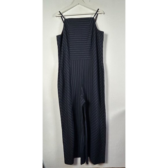 Banana Republic Womens Sleeveless Pinstripe Jumpsuit Size 14 Navy Combo New - Picture 1 of 10